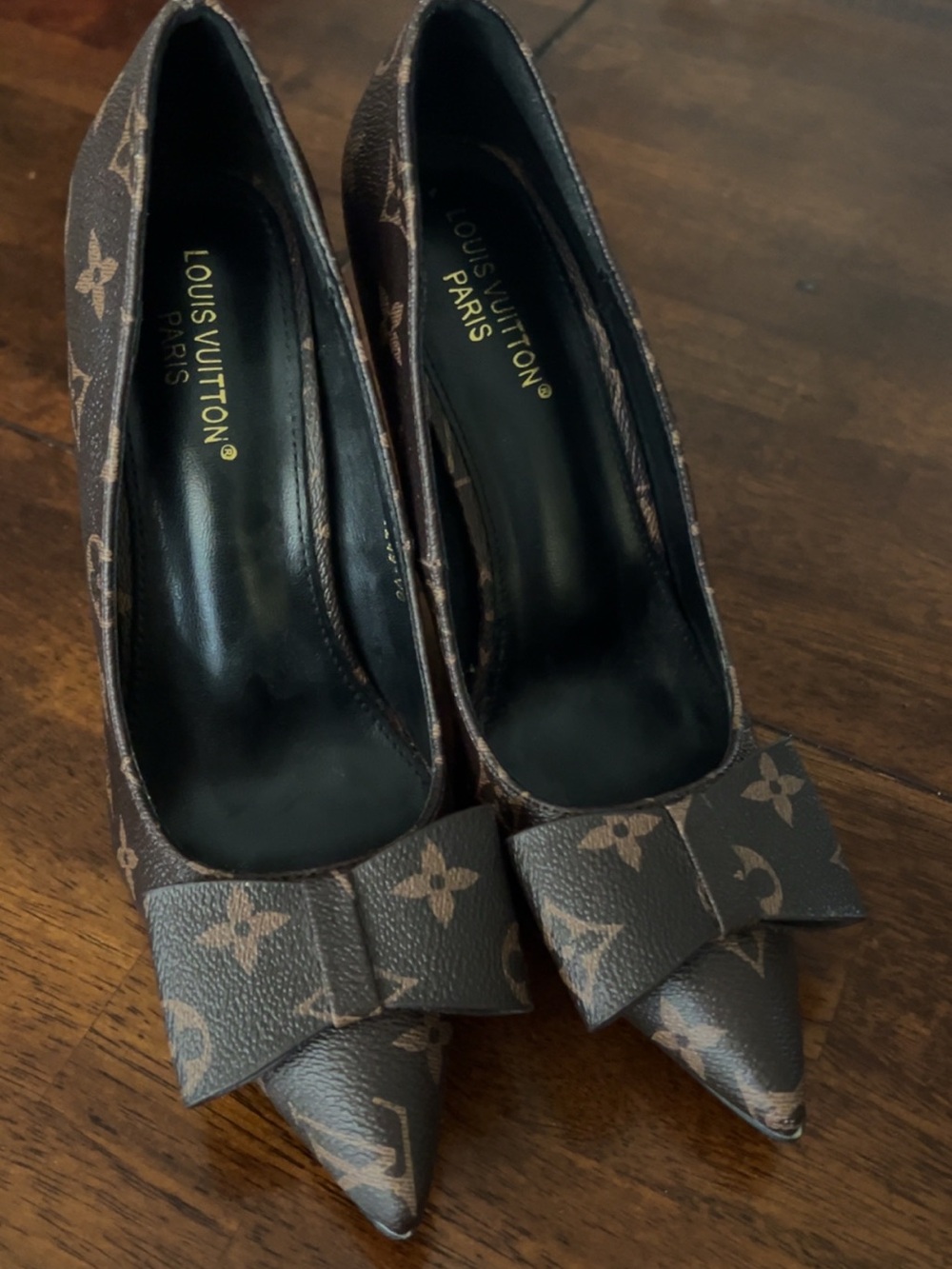 Louis Vuitton Brown Monogram Pointed-Toe Bow Pumps